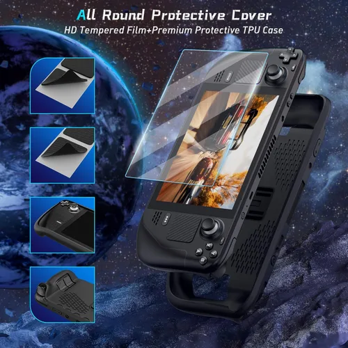 Vista 2 de Cooget - Funda protectora de poliuretano termoplástico con soporte y protector de pantalla a prueba de golpes antideslizante anticolisión