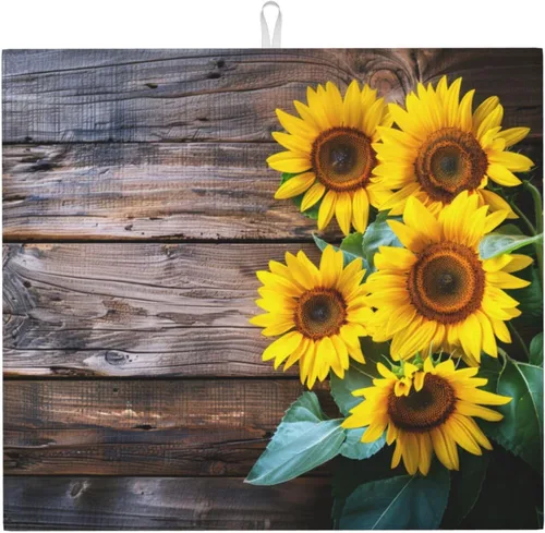 Vista 36 de Tapete de secado de platos de hojas de otoño para encimeras de 18 x 16 pulgadas, almohadilla protectora para escurridor de platos con lazo