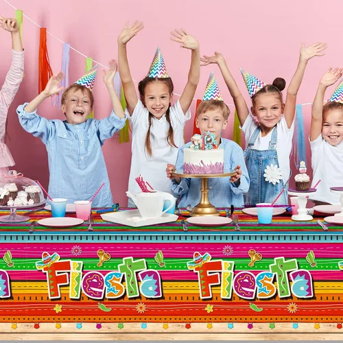 Vista 8 de Mantel de 3 piezas de decoración de fiesta mexicana, mantel de plástico impreso con Cinco de Mayo para fiesta, taco, noche, cumpleaños y suministros