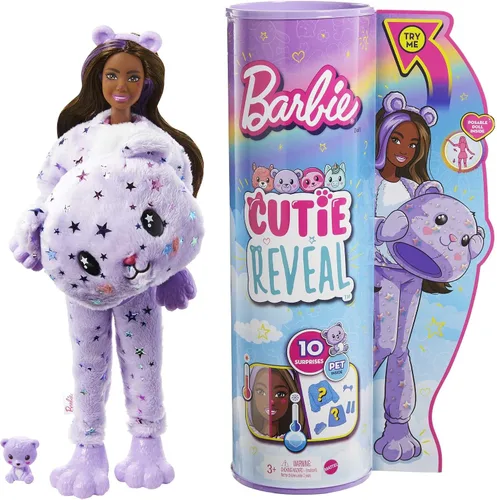 Vista 7 de Barbie Muñeco Cutie Reveal, disfraz de felpa de llama de la serie de fantasía, 10 sorpresas, incluyendo mini mascota y cambio