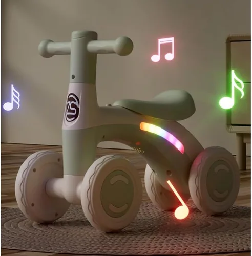 Vista 5 de Balance Bike with 4 Wheels Scratch-Resistant Indoor Outdoor Wiggle car Grey