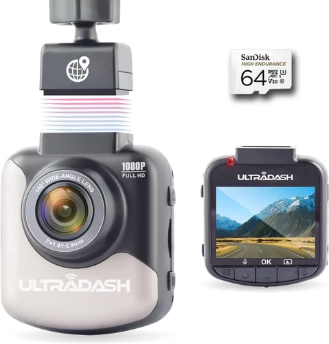 Vista 11 de UltraDash Dash Cam, soporte de carga magnética, sensor de imagen nocturna HDR de alta gama, lente gran angular de 6 capas de vidrio F1.8 de 140
