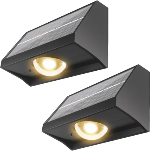 Vista 15 de Luces solares para valla al aire libre, impermeables, LED de alto brillo con lente spot, luces para cubierta, 7 modos blanco cálido y frío RGB
