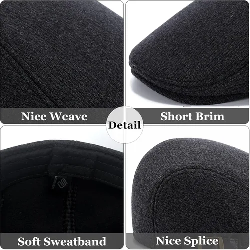 Vista 3 de Gorro de boina para hombre, gorra plana de algodón, ajustable, gorra de cabbie Gatsby Ivy