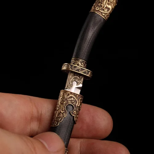 Vista 4 de Espada antigua china hecha a mano en miniatura 1:6, 6.35 pulgadas, cuchillo estilo Ming, espada katana, grado coleccionable