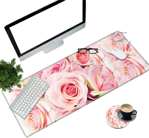 Vista 9 de Alfombrilla de escritorio grande para mouse XL extendida para juegos con lindo panda de 31.5 x 11.8 pulgadas, enormes alfombrillas de mouse
