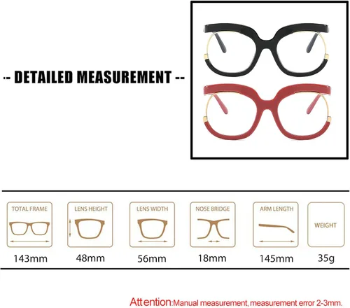 Vista 5 de Cvonnron Womens Oversized Round Eyewear Frames Blue Light Blocking Glasses Fake Round Non-Prescription Clear Lens Eyeglasses