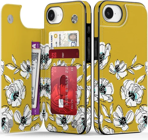 Vista 321 de LETO para iPhone 15 Pro Funda tipo cartera - Tapa tipo folio con patada - Diseños de moda - Tarjetero - Funda protectora para mujeres y niñas - 6.1