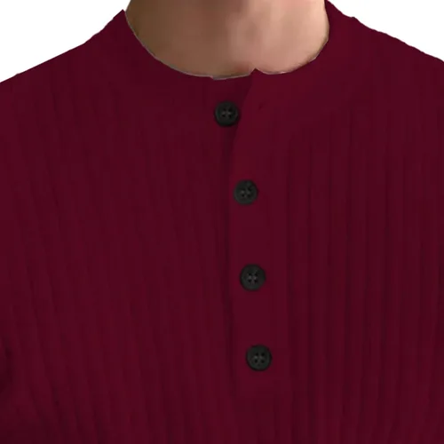 Vista 5 de Camisas de Manga Larga para Hombre, suéter de Punto ligero, suéter informal con botones, ajustado elástico