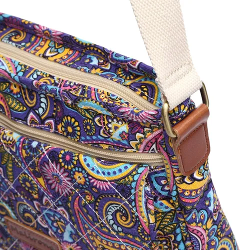 Vista 6 de Malirona Bolso de mensajero de lona, bolso cruzado para mujer, bolso de viaje, bolso de hombro, patrón floral