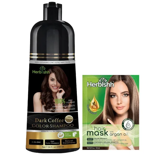 Vista 23 de Herbishh Champú Color Cabello Negro 6.8 fl oz+ Aceite Cabello 1 fl oz+ Aceite de argán y negro