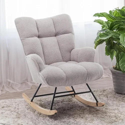 Vista 13 de Mecedora para guardería, silla deslizante para interiores, cómodas sillas de lactancia compactas para espacios pequeños, sala de estar, aula Negro