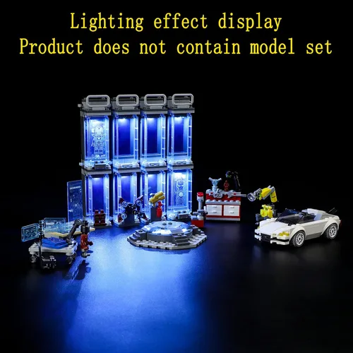 Vista 8 de GEAMENT Kit de luces LED compatible con Lego Iron Man Armory - Juego de iluminación para modelo de construcción 76216 (juego de modelos no incluidos)