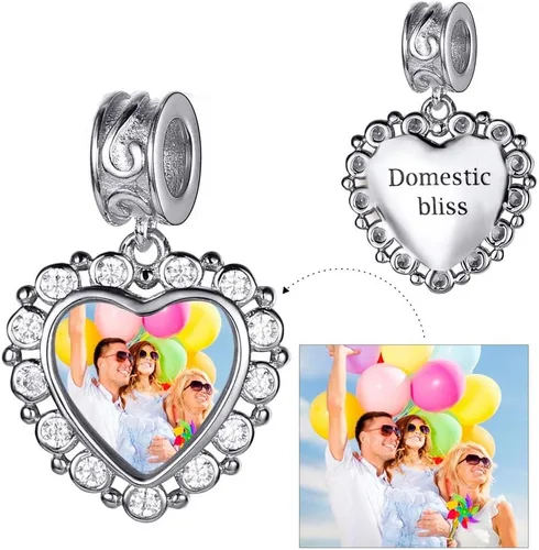 Vista 66 de Custom4U Photo Charms for Bracelets 925 Sterling Silver/Gold Plated Heart/Tree of Life/Round Charm Bead Personalized with Picture Custom