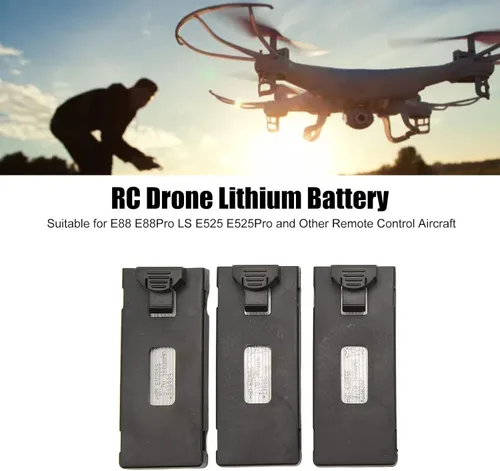 Vista 2 de FOSA Kit de batería de litio para aviones a control remoto, 3 piezas con juego de cables de carga de luz y portátil para E88 E88Pro LSE525 E525Pro