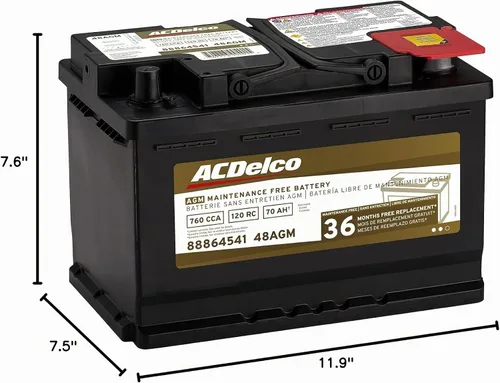 Vista 6 de ACDelco Gold 48AGM (88864541) Batería AGM del grupo 48 BCI con garantía de 36 meses