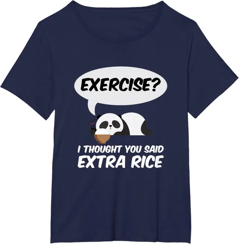 Vista 17 de ¿Ejercicio? I Thought You Said Extra Rice Panda Gift T-Shirt, Negro, S