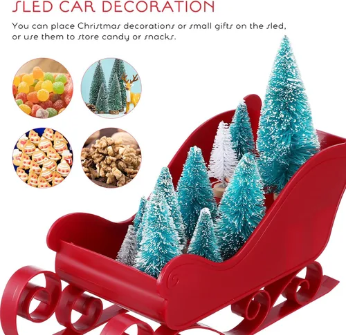 Vista 9 de Abaodam Decoración de trineo de Navidad, 2 piezas, soporte para dulces de árbol de Navidad, adorno de mesa, adorno decorativo de trineo de Papá Noel