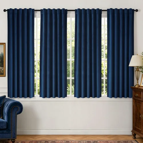 Vista 13 de MIULEE Navy Blue Velvet Curtains 4 Panels Set Back Tab 40 x 96 Inch Long Azul marino