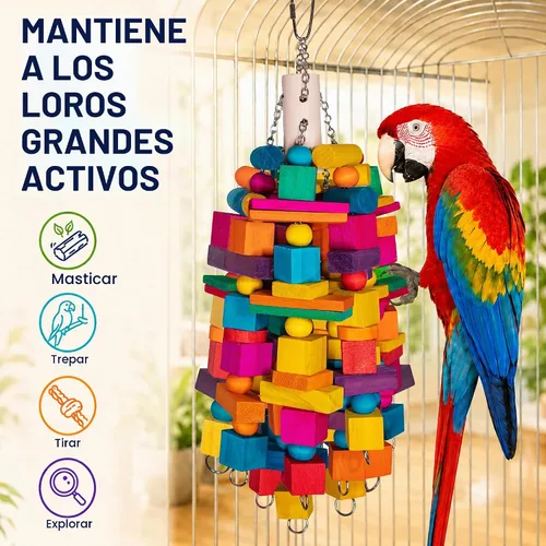 Vista 2 de 20" Large Bird Toys Natural Wooden Foraging Toys for Medium& Large Birds