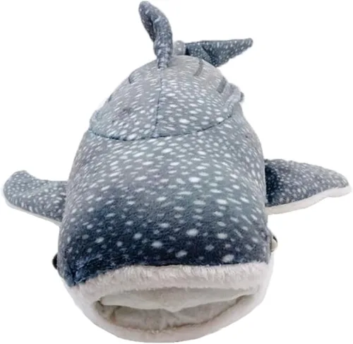 Vista 3 de JIANEEXSQ Juguete de peluche de tiburón ballena de simulación suave, animales de peluche realistas y realistas, lindas criaturas del mar del océano