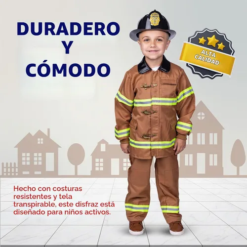 Vista 5 de Dress Up America Disfraz de bombero para niños, disfraz de bombero de juego de rol