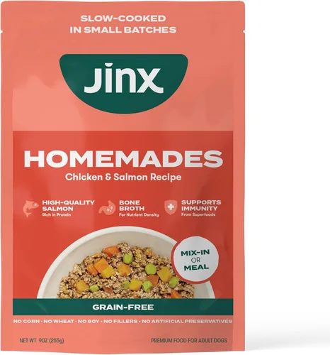 Vista 13 de Jinx Comida Húmeda para Perros Sin Granos de Res y Pollo, Comida o Mezcla en Complementos para Comida Seca, Hecha con Pollo Real, Caldo de Hueso