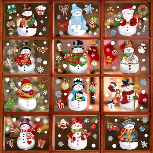 Vista 12 de BORAMDO 9 hojas de calcomanías navideñas de jengibre para ventana