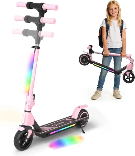 Vista 8 de SIMATE Electric Scooter for Kids Ages 6-14, 3 Adjustable Heights 34"/37"/39", LED Display & Colorful Lights, Foldable Kids Electric Scooter, 8.7 MPH