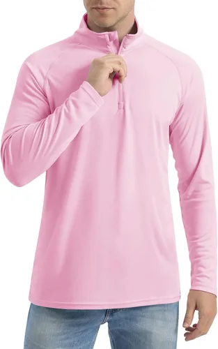 Vista 2 de CRYSULLY Camisas de pesca para hombre con protección solar UPF 50+ de manga larga y cremallera de 14