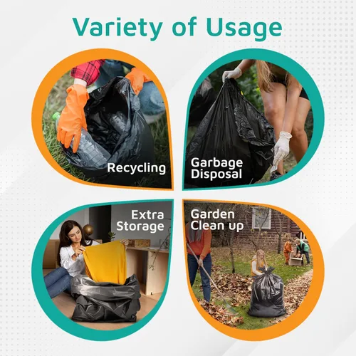 Vista 4 de PlasticMill Bolsas de basura de 100 galones: Negro, 1.3 mil, 67x79, 10 bolsas.