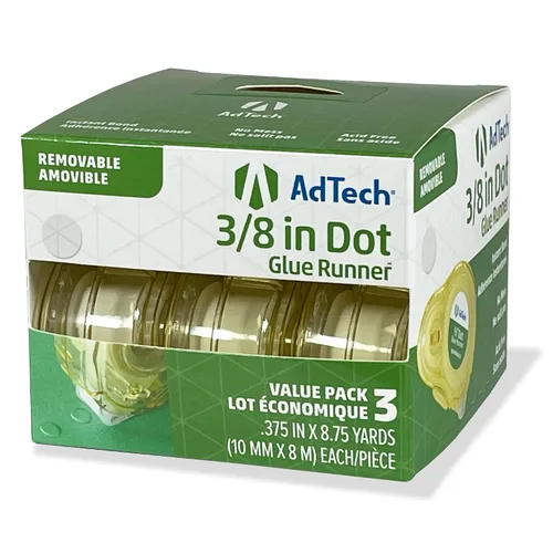 Vista 3 de AdTech Alfombra de pegamento con puntos adhesivos extraíbles, transparente, 0.375 pulgadas, 3 unidades (paquete de 12)
