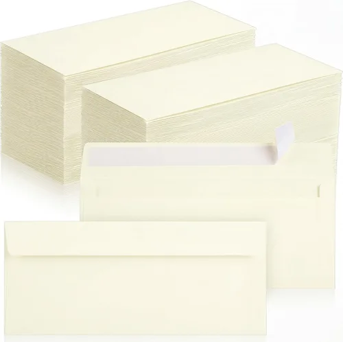 Vista 11 de Jutom 500 sobres de papel kraft tamaño carta a granel #10 Negocios fuertes sellados 4-1/8 x 9-1/2 pulgadas, con solapa, sobres de correo imprimibles