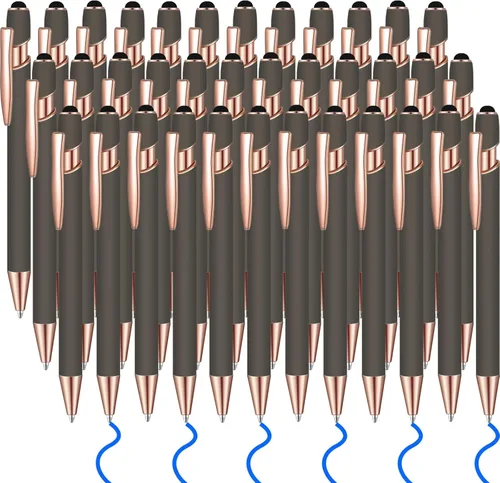 Vista 14 de 36 bolígrafos de tinta azul con lápiz capacitivo 2 en 1 para pantallas táctiles, colegio, oficina, compañeros de trabajo (negro)