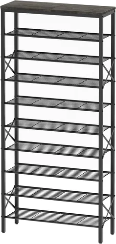 Vista 10 de YATINEY Zapatero de 8 niveles, organizador de almacenamiento de zapatos de gran capacidad que sostiene 32 pares, resistente y estable, para entrada
