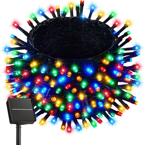 Vista 13 de Brightown Paquete de 2 luces solares de cadena para exterior, cada una de 46 pies, 120 luces LED, luces solares de cadena para exterior con 8 modos