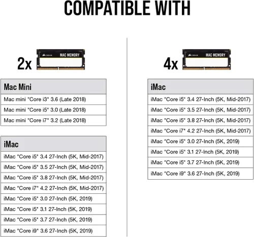 Vista 7 de Corsair CMSA8GX3M2A1066C7 Apple - Kit de doble canal DDR3 1066 (PC3 8500) 8 GB DDR3 de 204 pines para portátil con memoria SO-DIMM de 1.5 V