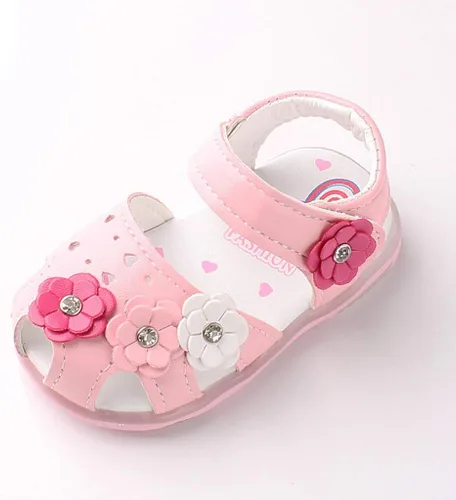 Vista 4 de POLG Sandalias con luz LED para bebés y niños pequeños, zapatos casuales para niños de 1 a 6 años, sandalias deportivas luminosas para correr