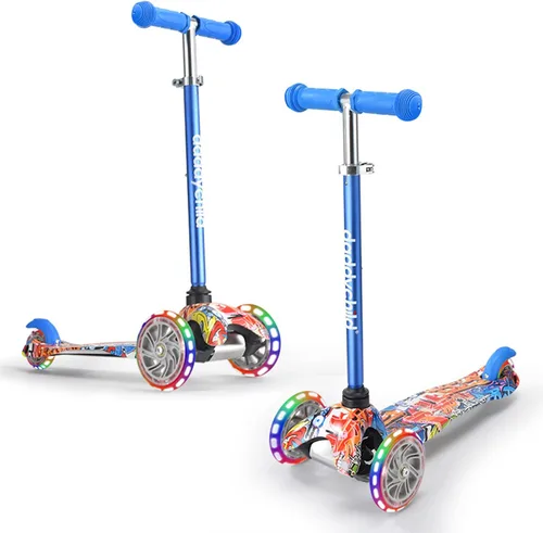 Vista 10 de 3-Wheel Kick Scooter for Kids Ages 3-8 Lean-to-Steer Toddler Scooter with Extra Wide Light Up Wheels, 4 Adjustable Heights, Foldable Scooters for