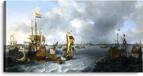 Vista 23 de A&T ARTWORK A Brisk Breeze por Willem van de velde Reproducciones de pintura de velero, impresiones en lienzo giclée para decoración del hogar, 20 x