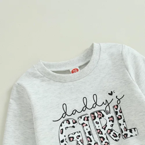 Vista 5 de Conjunto de sudadera con letras de leopardo para recién nacido, ropa de otoño e invierno