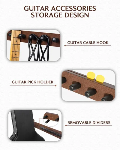 Vista 6 de SMT-10 - Soporte de madera para guitarras múltiples guitarras, soporte para 4 guitarras acústicas o 6 guitarras eléctricas y bajos, pantalla