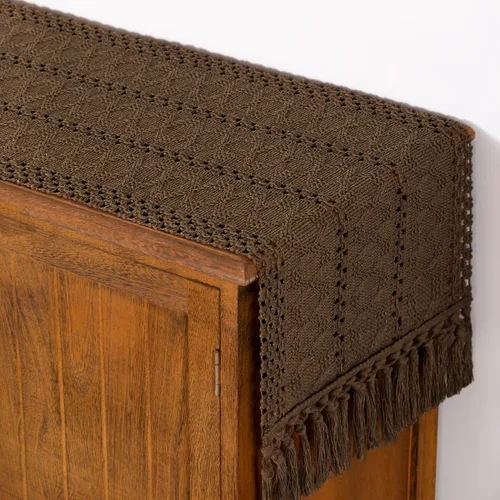 Vista 30 de Camino de mesa bohemio de verano rústico para comedor, bufanda para decoración del hogar Tassel Kitchen Centerpiece Small Macrame Woven Cotton