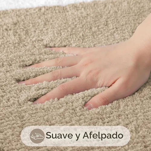 Vista 2 de HOMEIDEAS Juego de 2 alfombras de baño beige de 20 x 32 pulgadas + 16 x 24 pulgadas