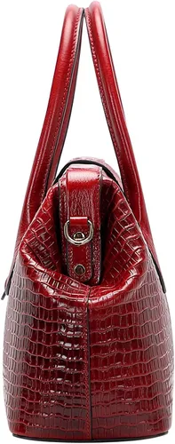 Vista 5 de PIJUSHI diseñador de piel de cocodrilo monederos y bolsos para las mujeres Top Handle Satchel Bag señoras trabajo bolso, rojo, talla única