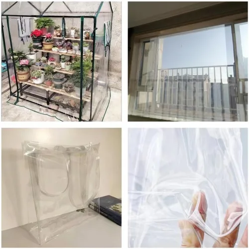Vista 4 de ONEART PVC de vinilo transparente impermeable súper claro multiusos de 8 galgas, tela de vinilo transparente impermeable vendida por yarda