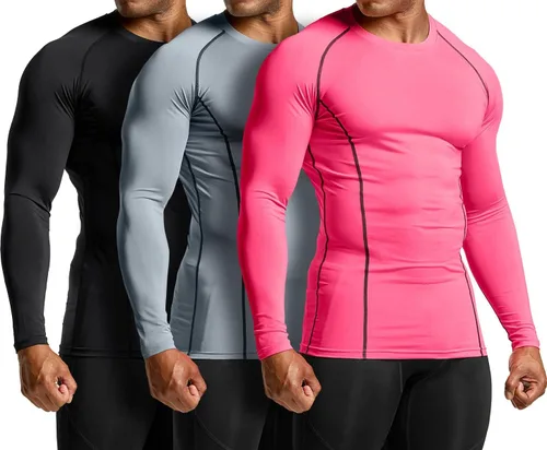 Vista 2 de ATHLIO - Paquete de 1 o 3camisetas de compresión de manga larga con FPU 50+ para hombre, camiseta de protección para deportes acuáticos
