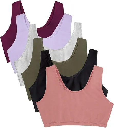 Vista 16 de Fruit of the Loom Sujetador deportivo de algodón sin aros para mujer Negro/Blanco/Gris Jaspeado