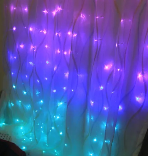 Vista 5 de Luces de cortina rosa, azul, morado, luces de hadas para dormitorio, colgantes para pared para niñas adolescentes, decoración temática de unicornio