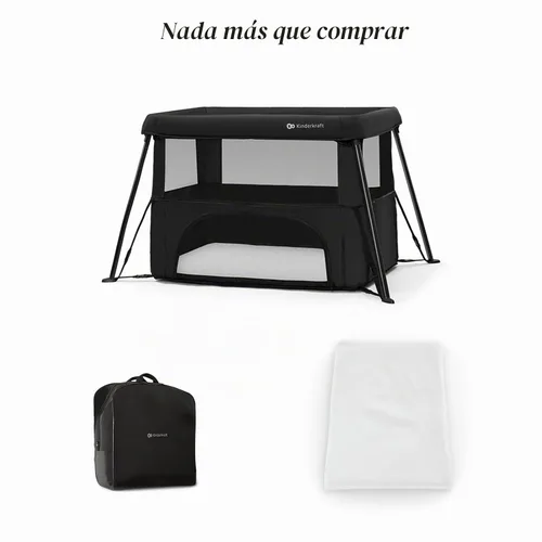 Vista 10 de Kinderkraft Cami 3 in 1 Convertible Travel Cot Black Negro